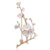 Elegant White Enamel Plum Blossom Brooches For Women Men Vintage Rhinestone Peach Flower Branches Buckle Pins Banquet Jewelry
