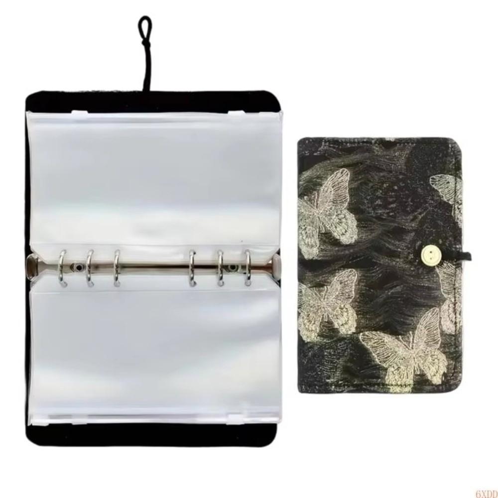 Zippered Binder Pocket Detachable Ring Needle Storage Bag 6 Hole PVC 12 Zippered Pocket Knitting Needle Case
