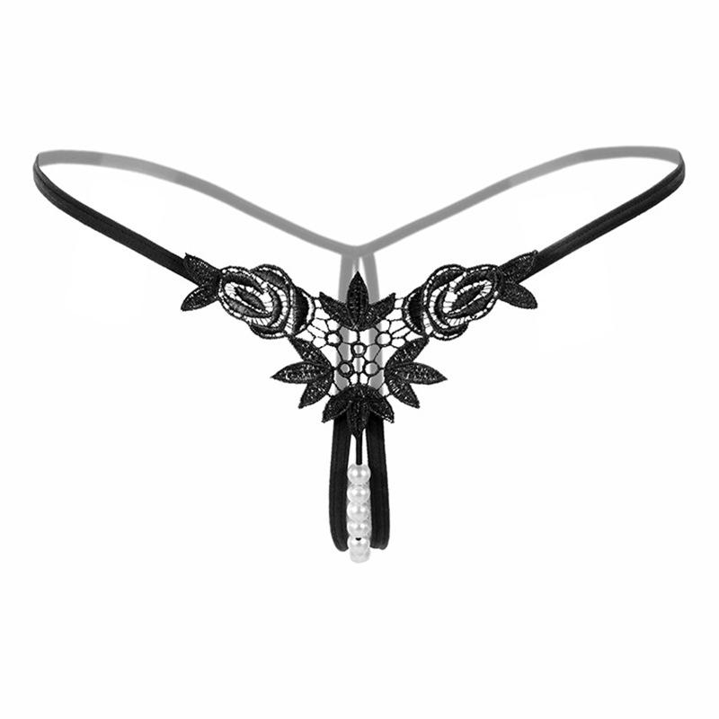 [Free Shipping] Sexy Thong, Hot Lace Embroidered Transparent Seduction Underwear, Women's Low Waist Hollowed Out T-back