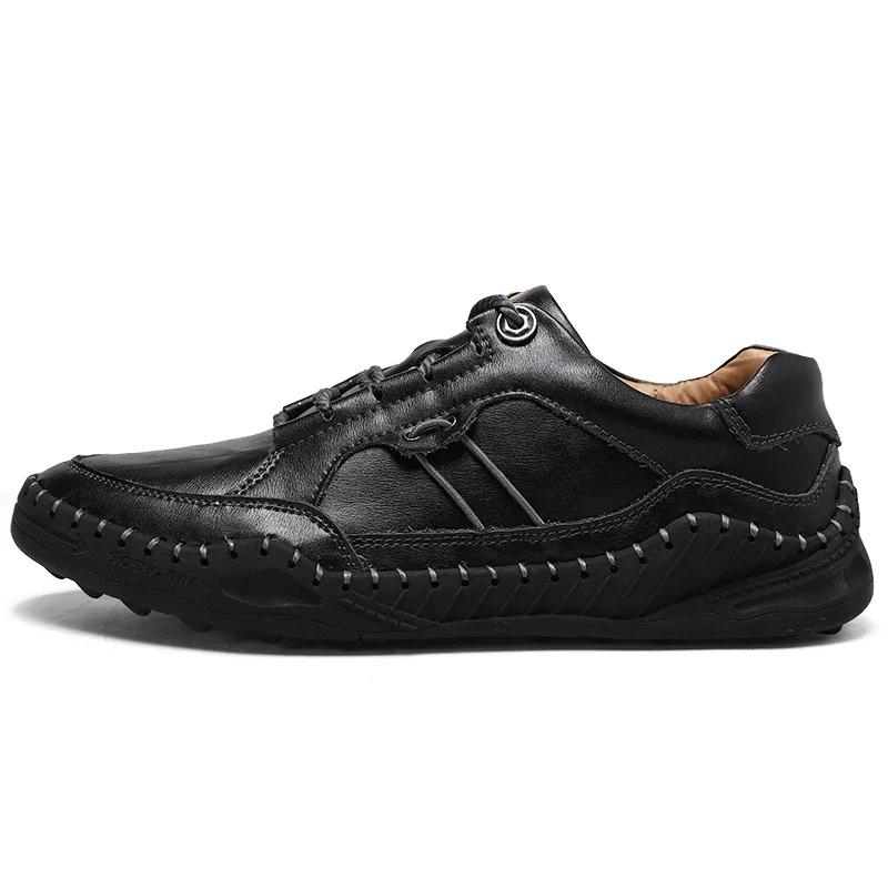 Nowe Męskie Buty Casual Wygodne Oddychające Modny Styl Mokasyny Skórzane Ręcznie Robione Casualowe Mokasyny Mieszkania Trwałe Buty