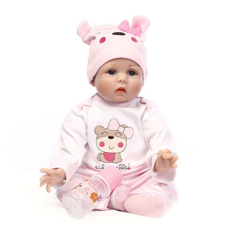 Realistic 16" Soft Silicone Reborn Doll With Handmade Details And Lifelike Blue Eyes