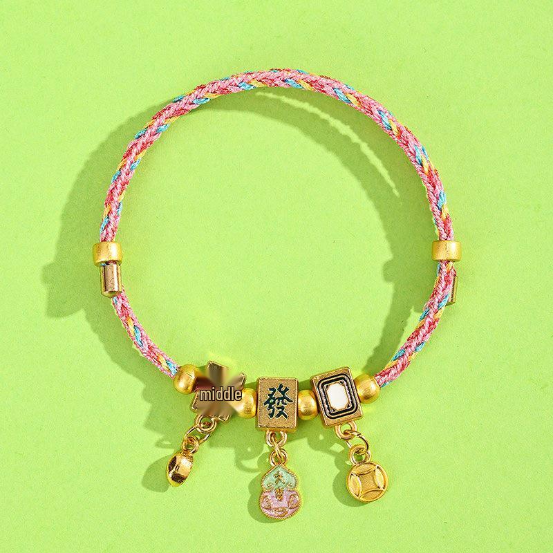 Dragon Boat Festival Tassel Pendant: Five-Color Pink Zongzi String with Gourd for Peace and Health