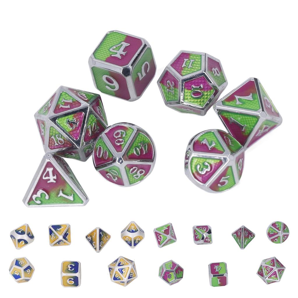 7pcs Metal Polyhedral Dice Alloy Diffferent Shapes Long Lasting Polyhedral Dice Set for Party Game