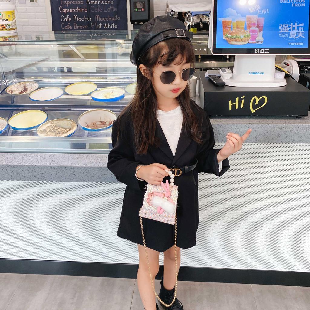 Cartoon Cute Bunny Pearl Handbag With Sequins Breathable Material Crossbody Bag