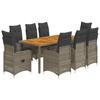 VidaXL Garden Bistro Set 9 Pcs Grey Cushions Poly Rattan 3277027