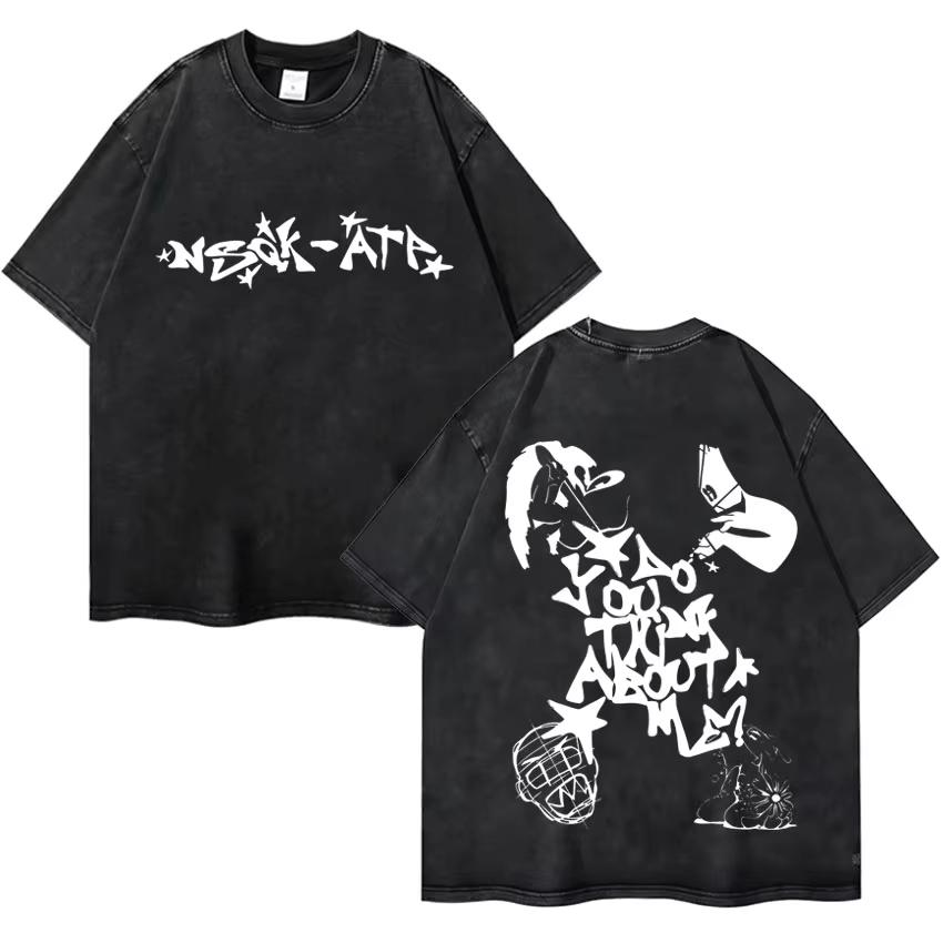 Rapper Nsqk Do You Think about Me Retro Fashion Casual Vintage Tshirt Mens Aesthetic Comfort Tshirts Pop Teenagers Y2K Tshrits