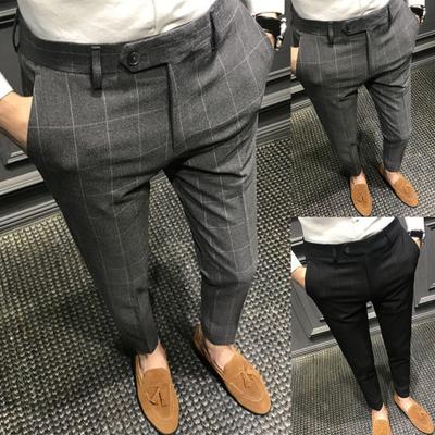 Pánské oblekové kalhoty Jednobarevné Rovné Štíhlé Business Pánské Kalhoty do Práce
