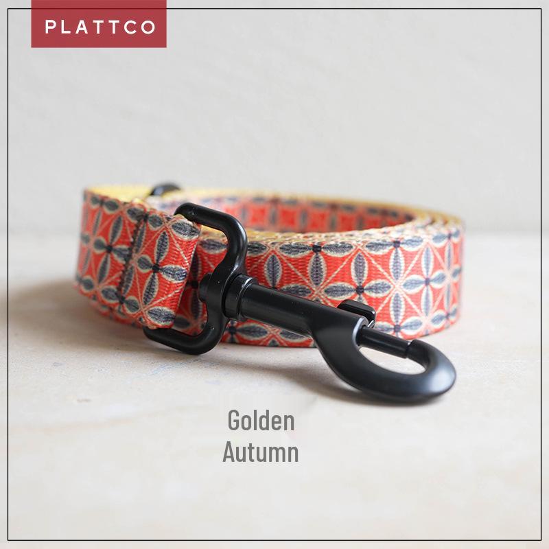 Golden Autumn Printed Pet Dog Collar & Leash - Imitation Nylon (PDL304) XL 2.5cm x 120cm
