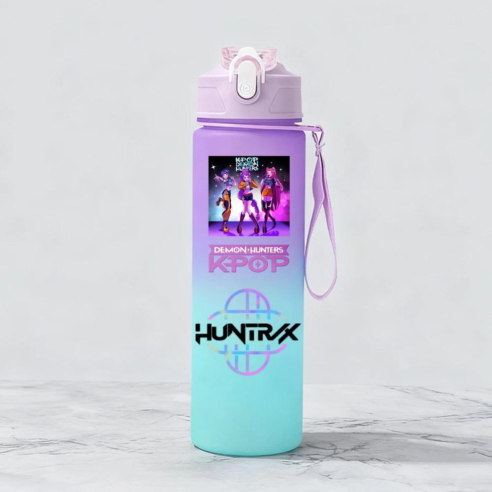 Demon Hunter Plastic Water Cup Rumi Mira Zoey Drinking Bottle Hunters Gourde Cups Warriors Gourd KPOP HUNTRX 750ml k pop Kid Friendly Entertaining 2