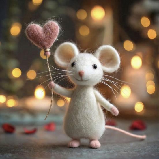 Handmade Felt Mouse Plush Toy Cute Animal Ornament Soft Charming Home Decor Unique Gift for Collectors