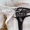 Women's French Floral Fishbone Lace Thong: Thin Straps, Luxurious Mesh, Sexy Embroidery