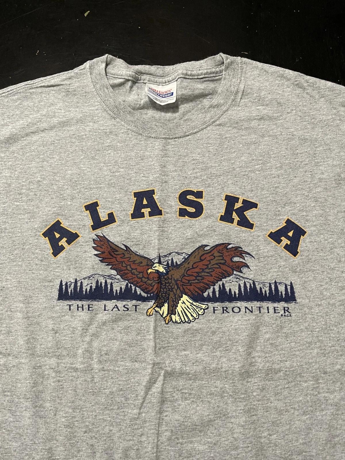 Vintage Alaska The Last Frontier Eagle T-Shirt, Gray, Size: Large M