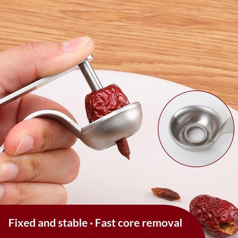 Stainless Steel Jujube Pitter And Slicer Set Cherry Pitter With Non Slip Handle Easy Use For Kitchen Baking And Snack Prep