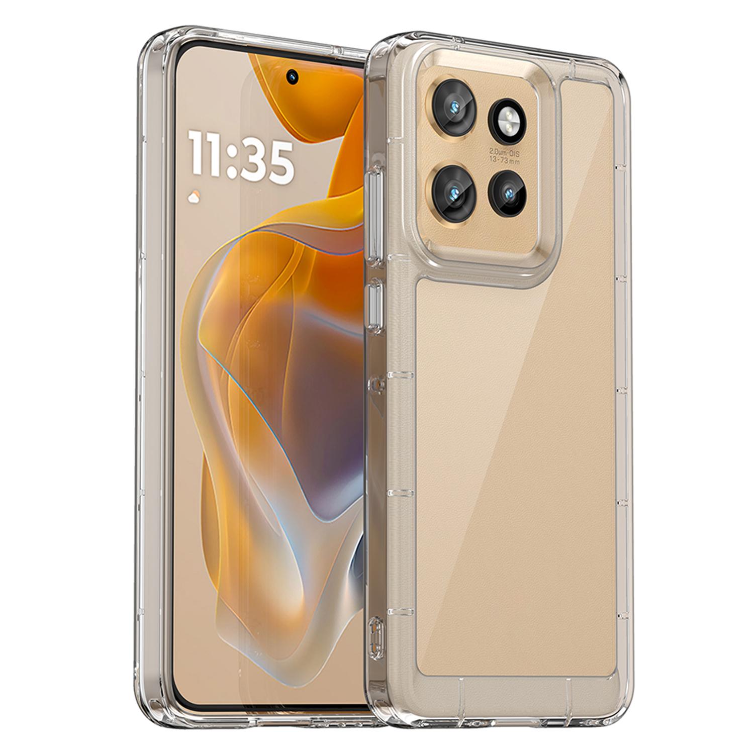

WANLONFENG MF Series for Motorola Edge 50 Neo 5G Case TPU+Acrylic Clear Phone Cover with Tempered Glass Film Style A