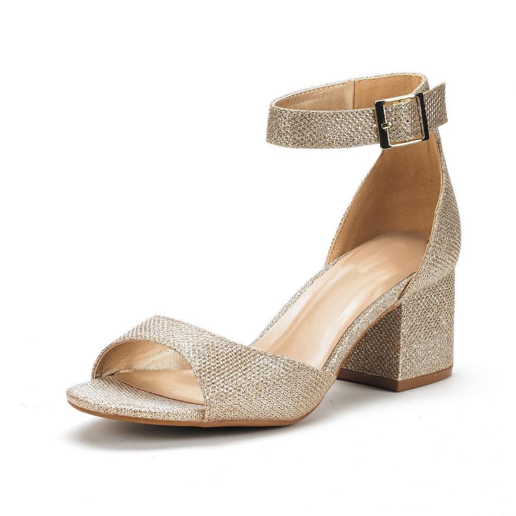 Sandali Donna 5.5cm Lucidi Sexy Tacchi Alti Sexy Punta Aperta Tacchi Spessi Cinturino con Fibbia Sandalo Gladiatore Scarpe da Donna