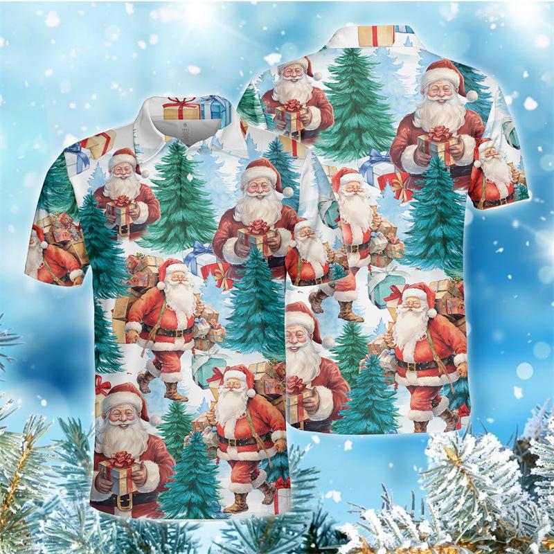 Holiday must-have! Christmas Santa Short Sleeve Polo Shirt