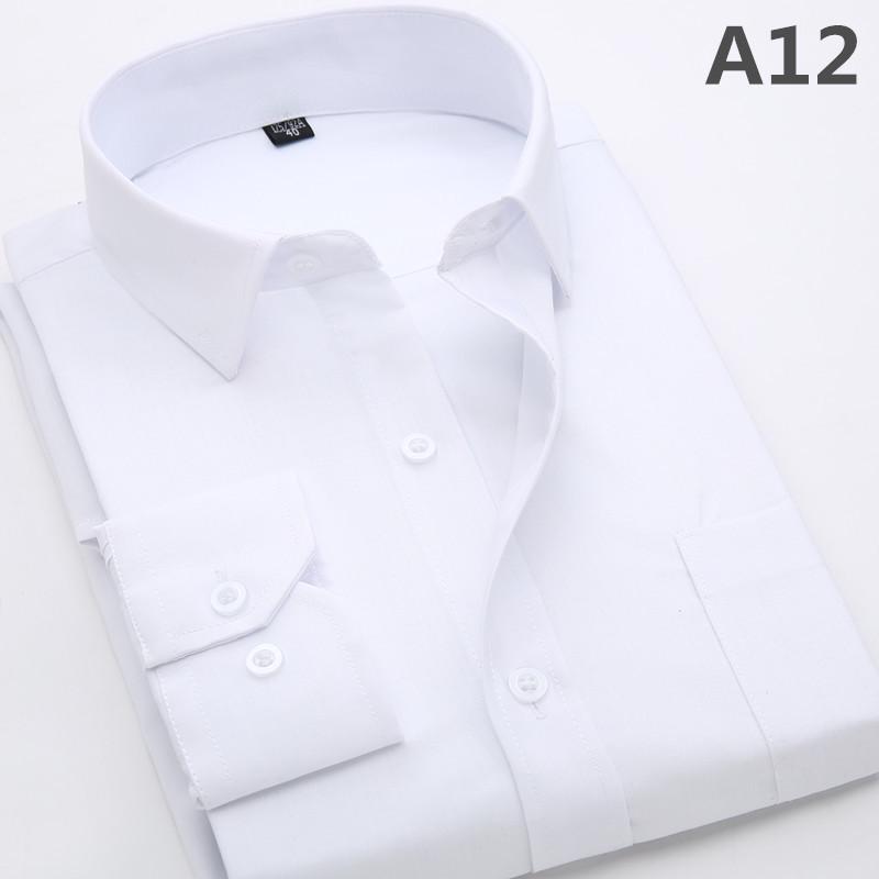 New Men's Solid Color Formal Long Sleeve Shirt for Business and Casual Wear