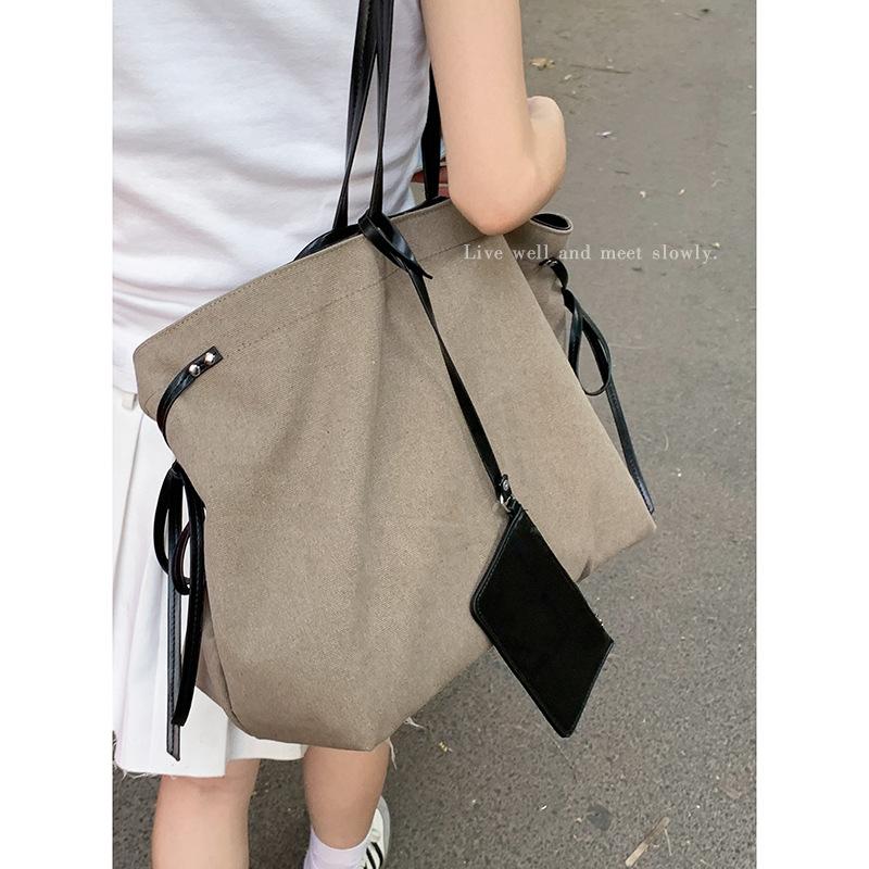 Casual Retro Large-capacity Canvas Bag Women's 2025 New Simple Tote Bag Shoulder Portable Commuter Bag