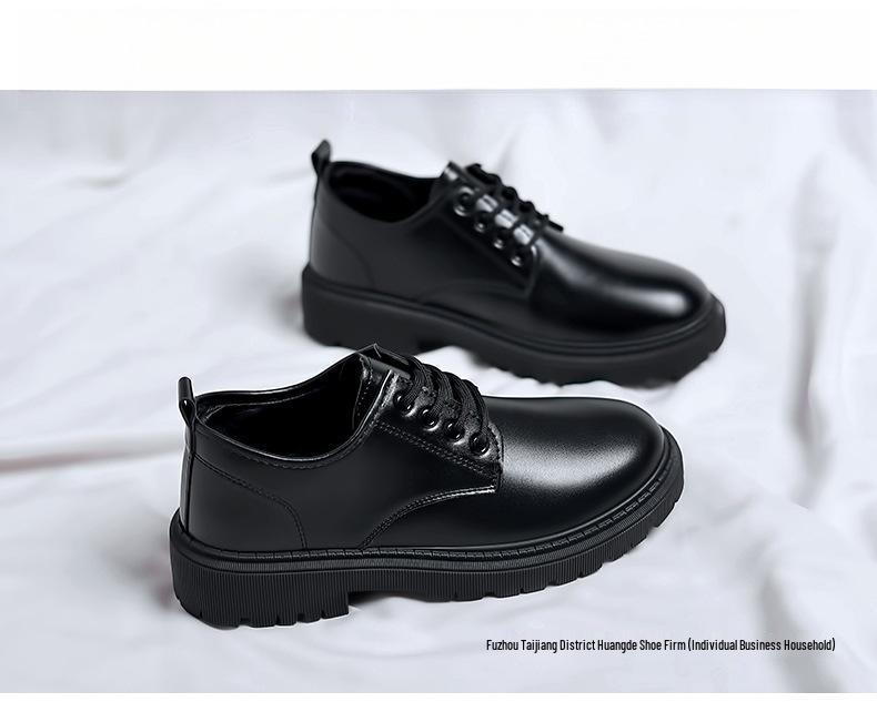 Men's Black Leather Martin Boots - British Style Casual Formal Shoes for Summer 2025