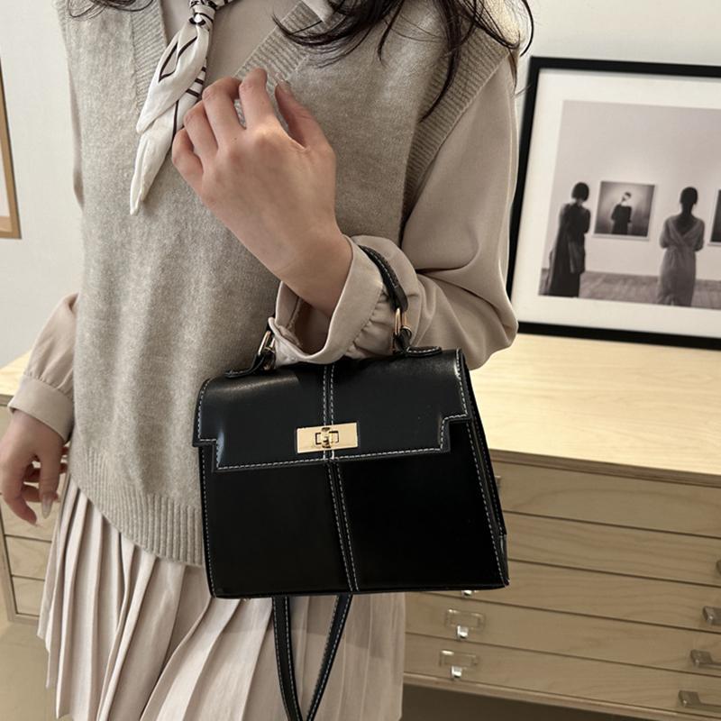 2025 New Color-Block Shoulder Bag Commuter Handbag  Premium Metal Lock Crossbody