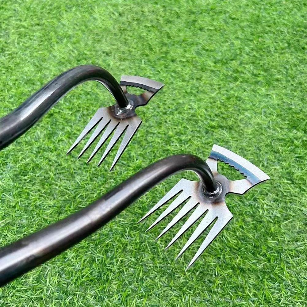 2 In 1 Garden Rake Manual Weed Grass Rooting Tool Puller Shovel 5/6/11 Tooth Weeding Removal Hand Gardening Loose Soil Tool