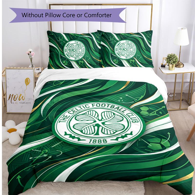 Set Biancheria da Letto Celtic FC Stampato 3 Pezzi Copripiumino Traspirante con Federe Biancheria da Letto Decorativa per Camera da Letto Casa