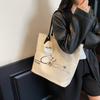 Korean version of simple niche trendy cartoon canvas bag women's autumn new large-capacity commuter portable shoulder tote bag
