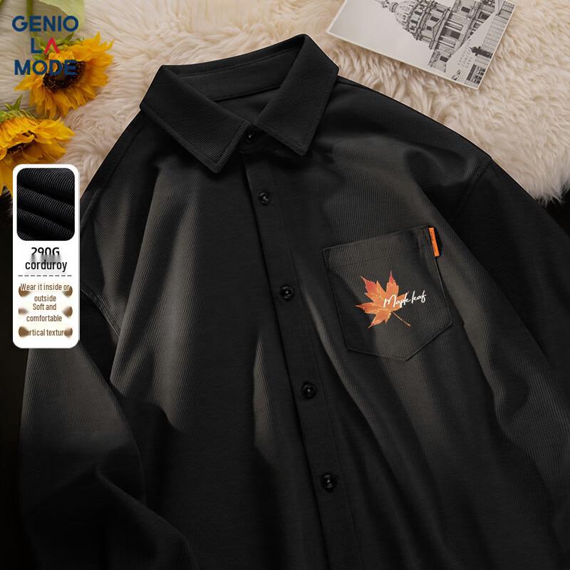 Мужская вельветовая рубашка с длинным рукавом GENIOLAMODE L