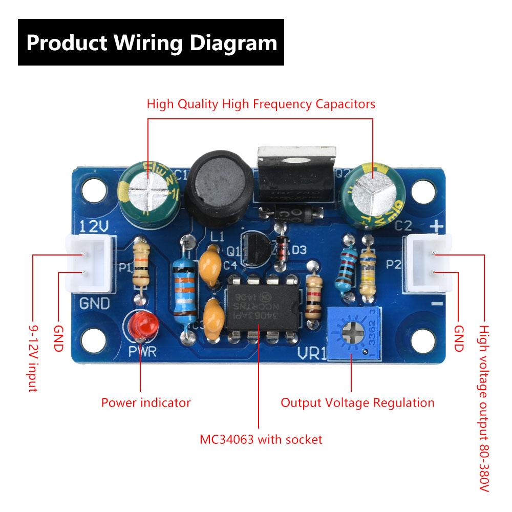 DC9-12V to 150-280V Adjustable Boost Module Buck Boost Voltage Converter Glow Tube Power Module Power Supply Switch Board