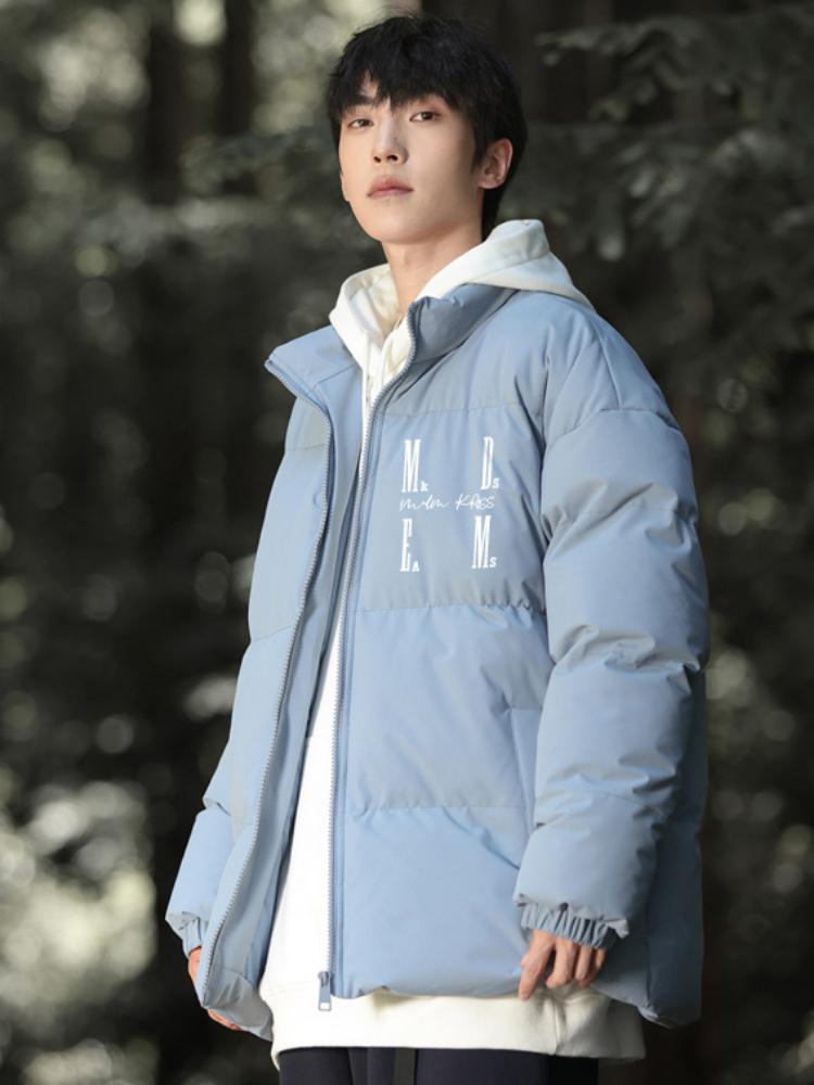 Menn Ny Mote Vinter Ensfarget Vinter Kort Jakke Kåpe Langermet Tykk Bomull Herreklær Herrejakke