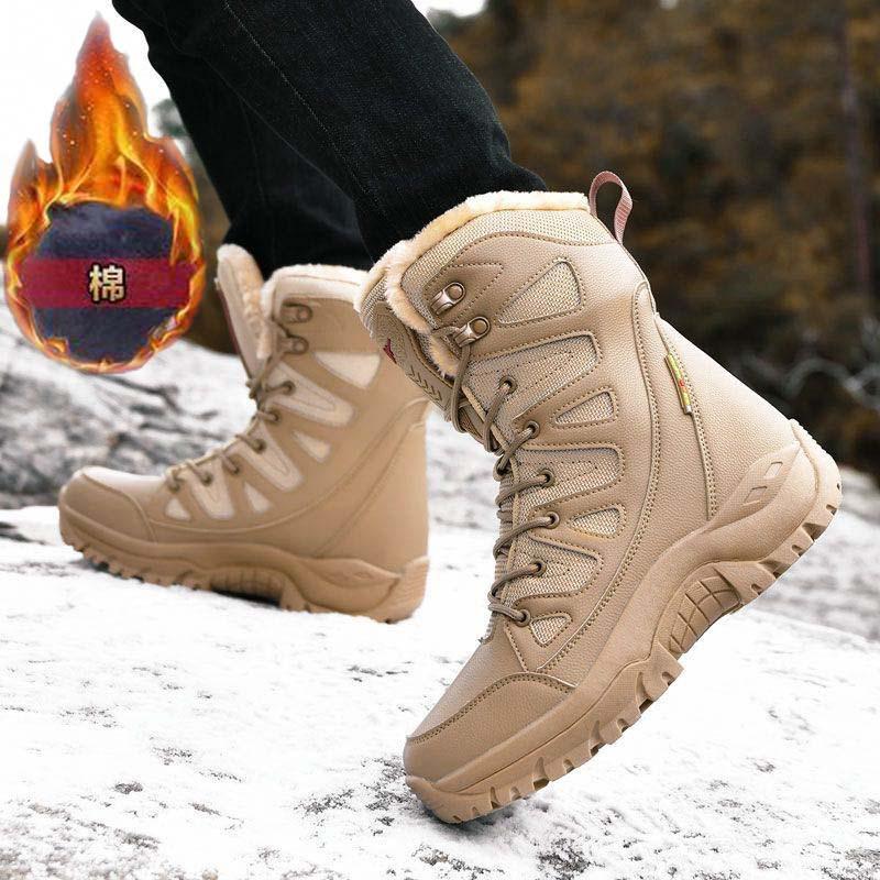 Zimowe buty śniegowe outdoorowe, ocieplane aksamitem, wysokie, buty treningowe, wodoodporne i ciepłe, zimowe buty bawełniane, specjalne buty treningowe