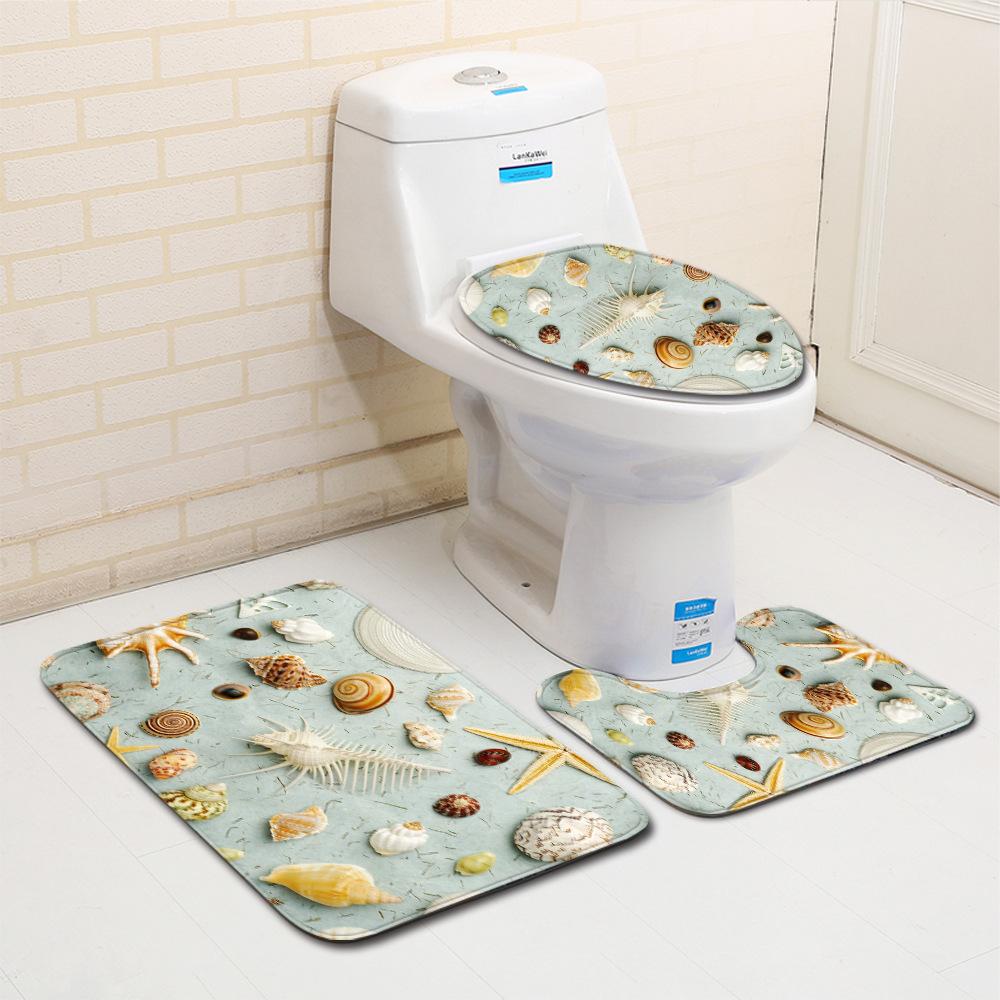 Shell Bathroom Floor Mat Toilet Three-Piece Set