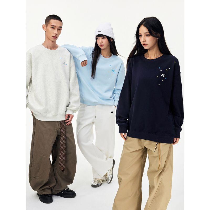 Jungle Tiger 420g Heavy Fleece Crew Neck Sweatshirt for Men and Women, Autumn and Winter Trendy Couple Thick Long-Sleeve Top