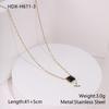 Emerald-Inlaid Zircon Stainless Steel Necklace, 18K Gold Plated, Retro INS Style, Light Luxury, Elegant Jewelry.