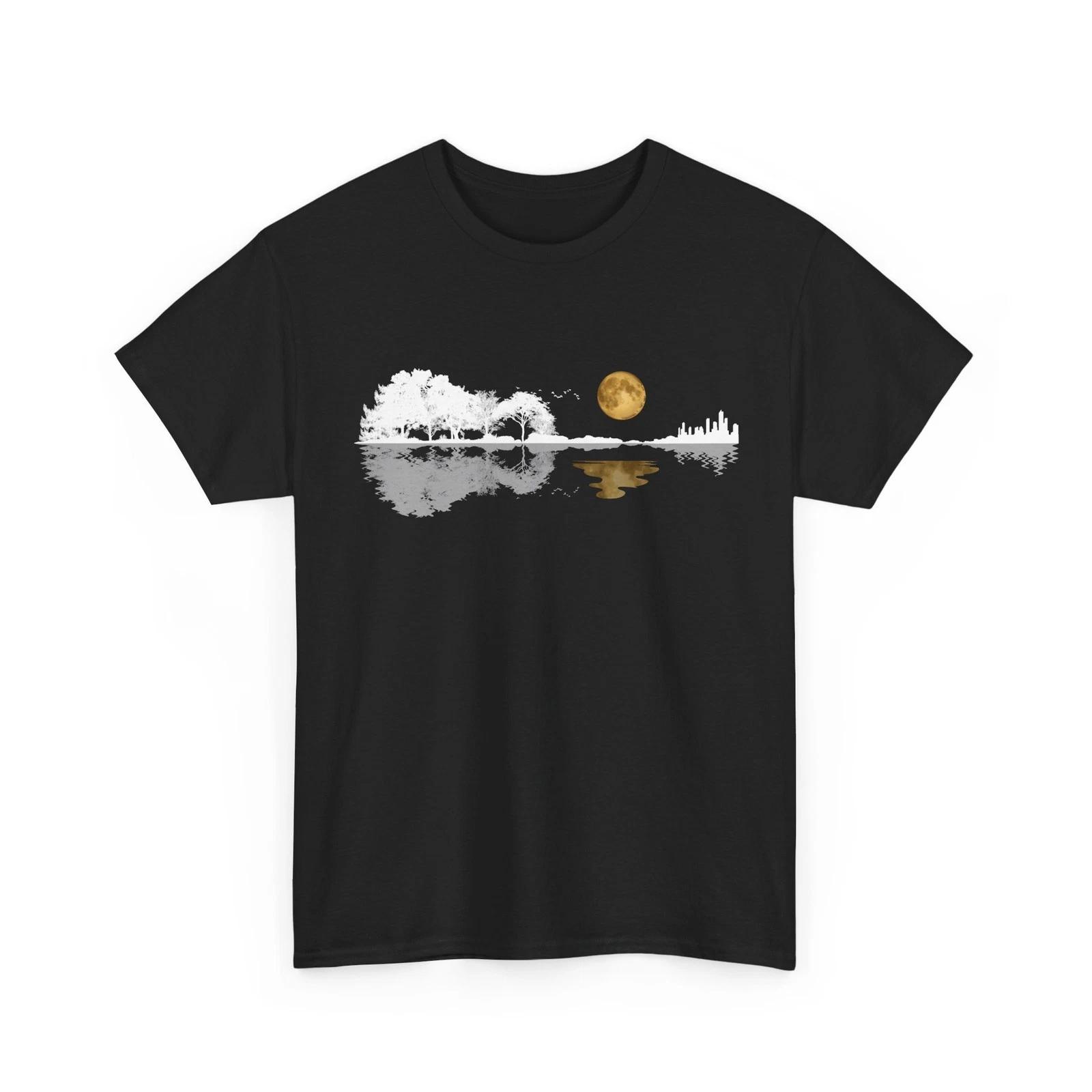 Guitar Reflection T-Shirt, Trees Wildlife Nature Lovers Music Women Men Shirt M
