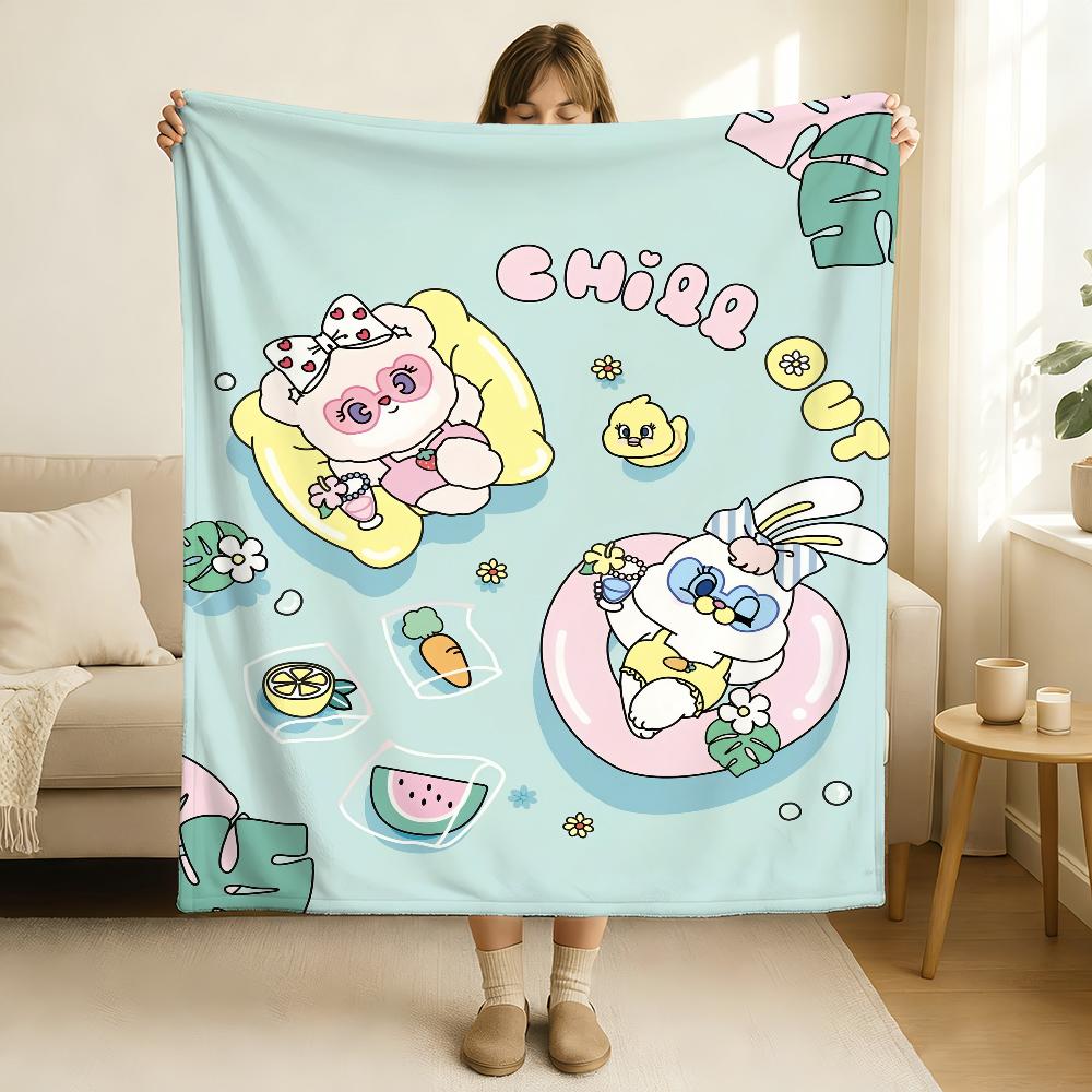 Cartoon Pink E-Esther B-Bunny Blanket Soft and Skin Friendly For Couch Bed Napping Bedspread All Seasons Comforter