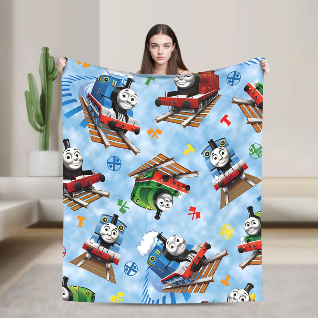 Super Soft T-thomas and Friends Throw Blanket Premium Fleece Flannel Lightweight Bed Blanket Super Cozy Blankets All Season Use