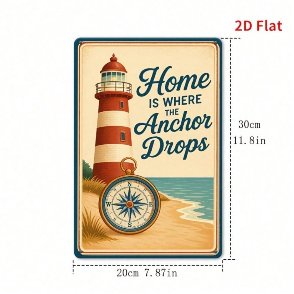 Vintage Nautical Lighthouse Tin Sign 8x12 Inch Rustic Coastal Metal Plaque Wall Decor