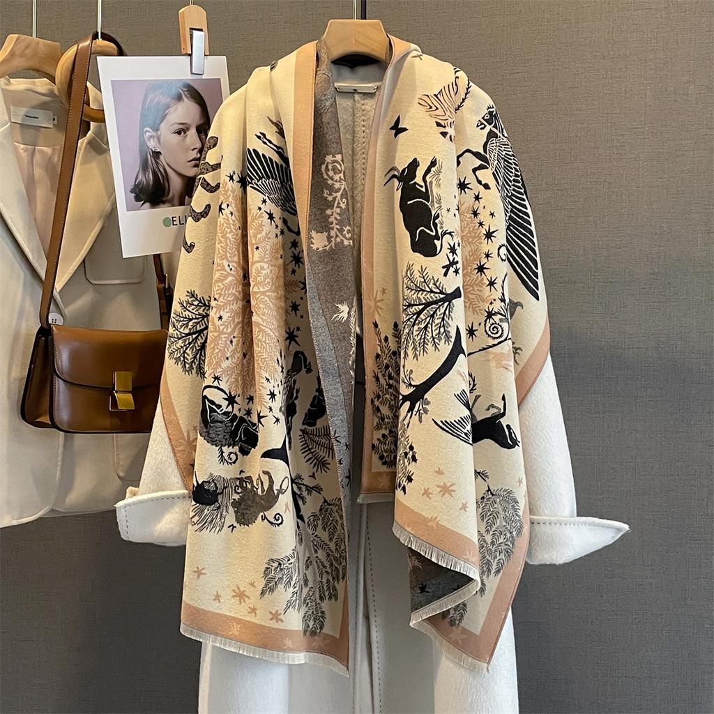 Luxury Warm Tassel Scarf For Women 63*185cm Shawl Imitation Cashmere Pashmina Warps Autumn/Winter Coldproof Windproof Blanket
