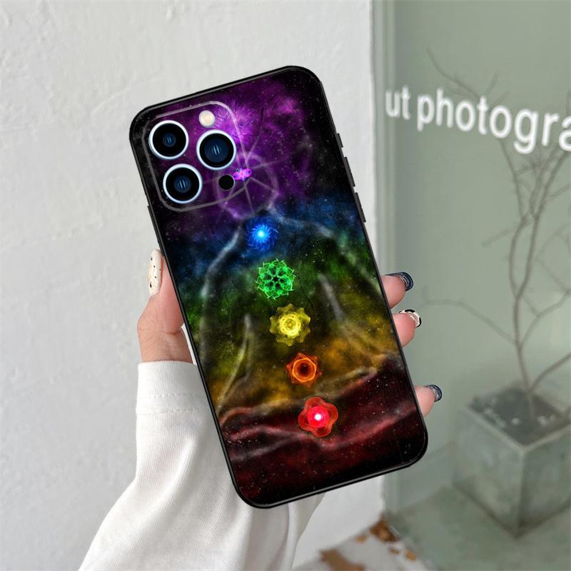 

Силиконовый мягкий чехол Мандала Чакра Йога для iPhone 17 Air 11 14 15 16 Pro Max 12 13 Mini 16e 16 Plus Задняя крышка iPhone 14 Plus