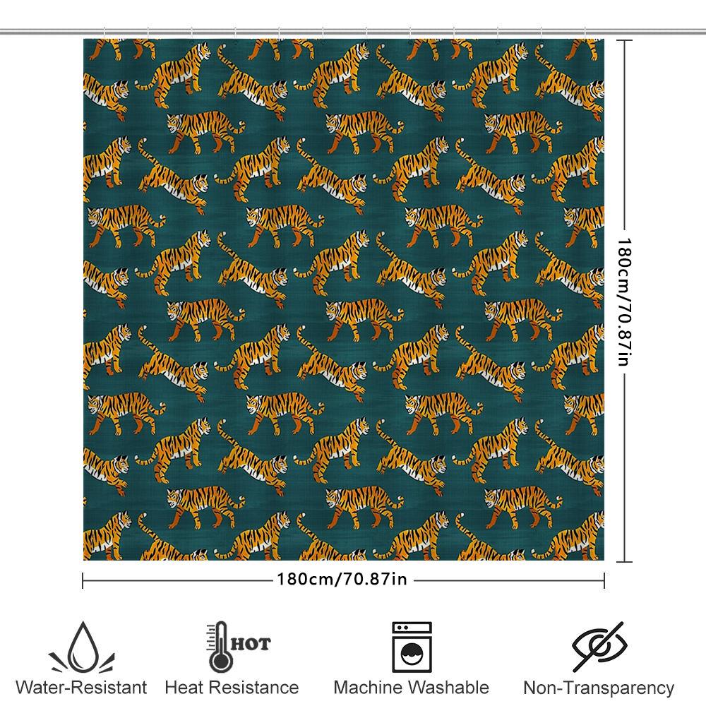 Tenda da Doccia Tigre Motivo Animale Astratto Impermeabile Decorazione Bagno Fauna Selvatica Giungla Sfondo Natura Tema Foresta Lavabile Tessuto