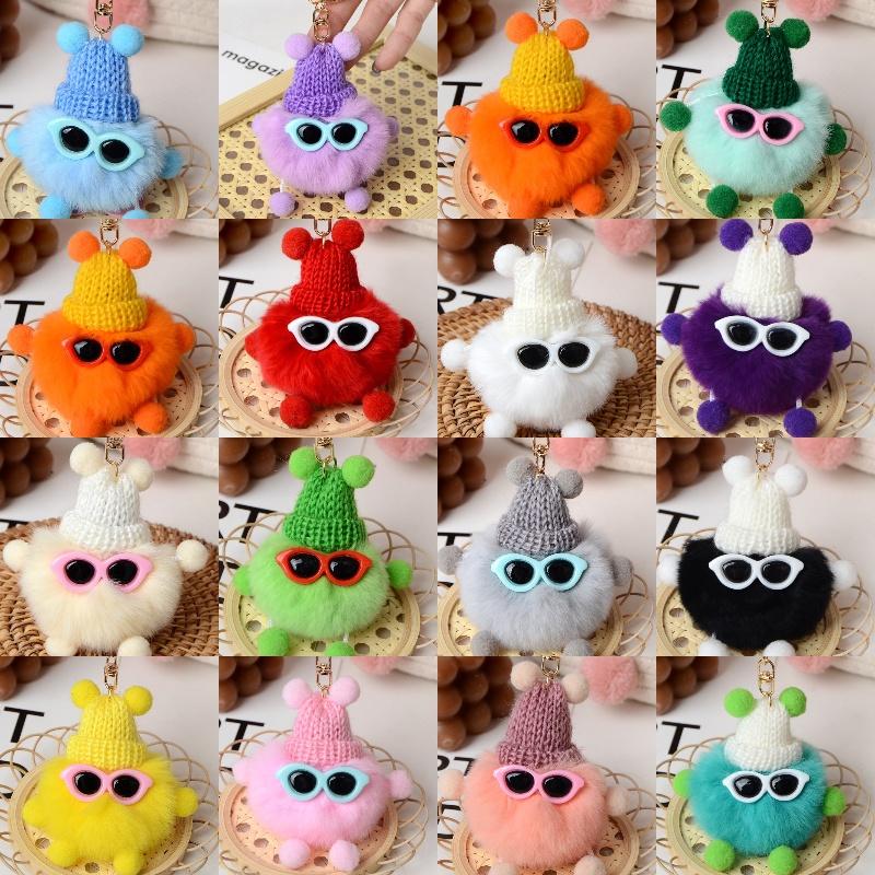 Cute Fluffy Elf Car Keychain With Real Rabbit Fur Ball