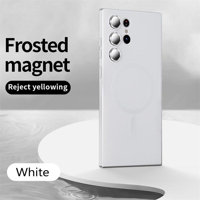 For Magsafe Magnetic Wireless Charging Matte Phone Cases For Samsung S25 S24 S22 S23 Ultra S24 S25 Plus Shockproof Cover Case