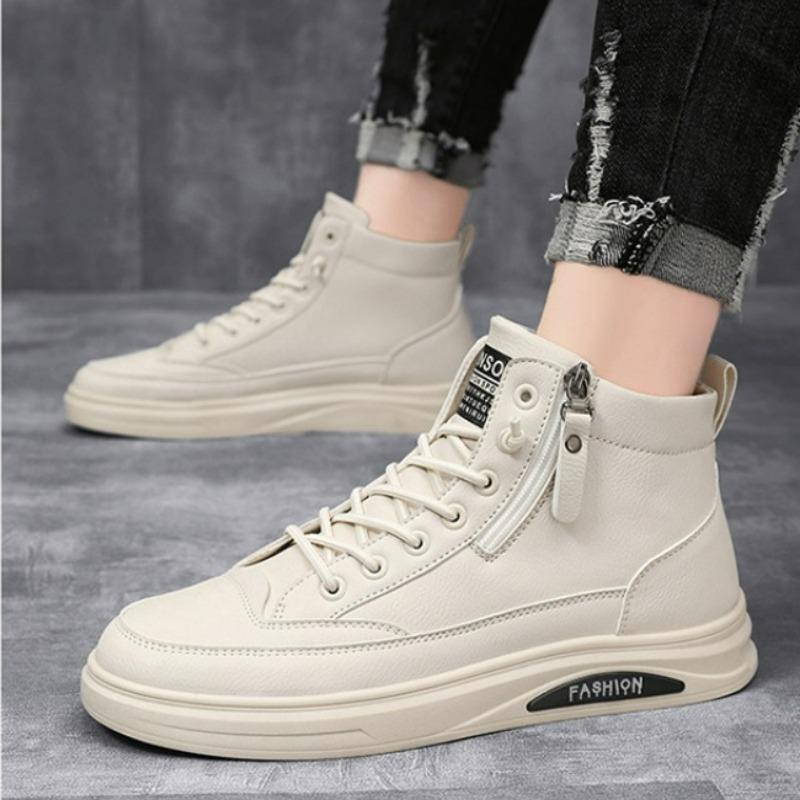 Mode Freizeitschuhe Mode Bequem Weiches Leder Mid-Top Sneaker Luxus Wasserdicht Herrenstiefel Business Outdoor Arbeitsstiefel Herrenschuhe