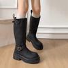 Thick-soled Black Boots Spring and Autumn But Knee-length Boots Maillard Skinny Tall Knight Boots