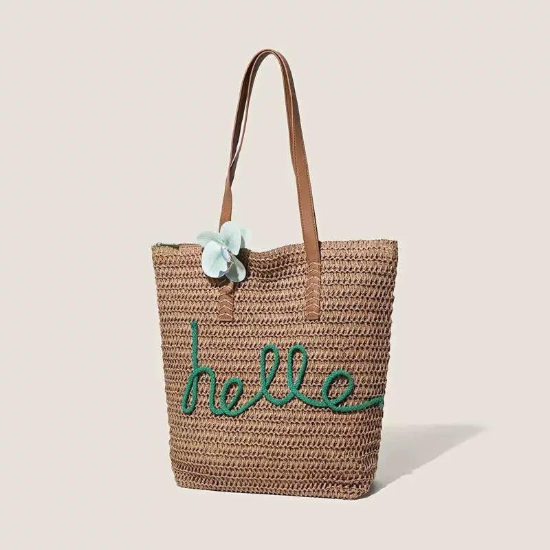 

Korean Style Straw Woven Bag Simple Cute Portable Tote Seaside Vacation Large Capacity Shoulder Women 39x37x12 High-quality spot available