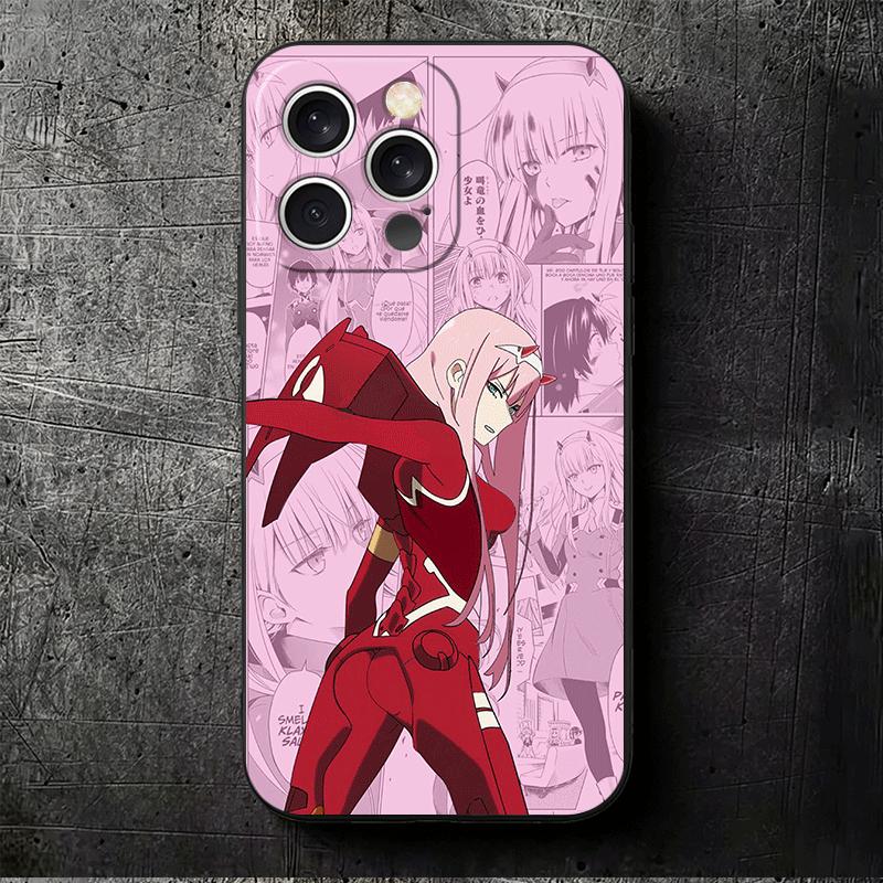 Darling Zero Two 02 Anime Soft Phone Case for iPhone 16 16E 17 Air 15 Pro Max 14 Plus 13 Mini 11 12 7 Black Cover Back Shell