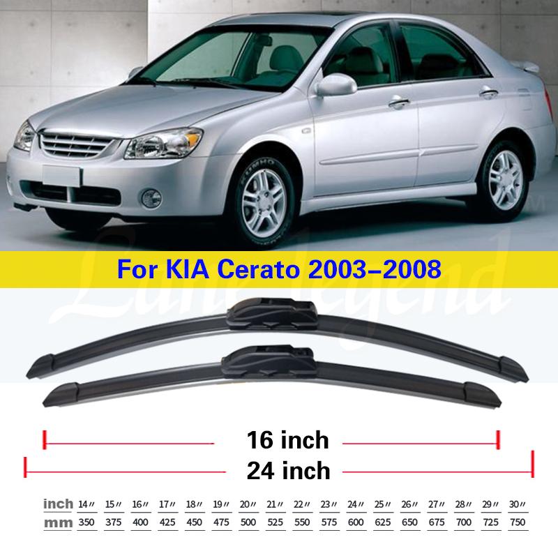 

Wiper Front Wiper Blades For Kia Cerato 2003-2008 2004 2005 2006 2007 Windshield Windscreen Front Window 24 +16 Front 2pcs