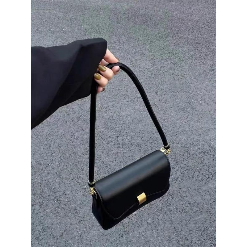 

French underarm bag, new trendy niche design light luxury baguette bag women s high-end single shoulder crossbody handbag чорний