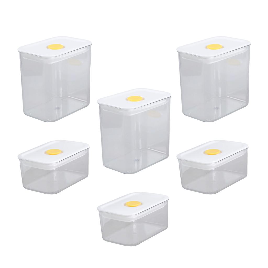 6Pc Stackable Plastic Food Storage Container With Airtight Design For Kitchen Pantries Organization Snacks Preservations